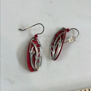 Elegant Red and Silver Earrings